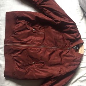 Forever 21 Bomber Jacket Burgundy